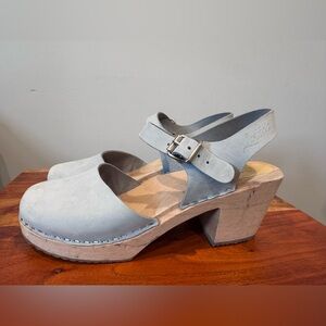 Lotta From Stockholm Highwood Sea Grey Oiled Nubuck Clogs size 41